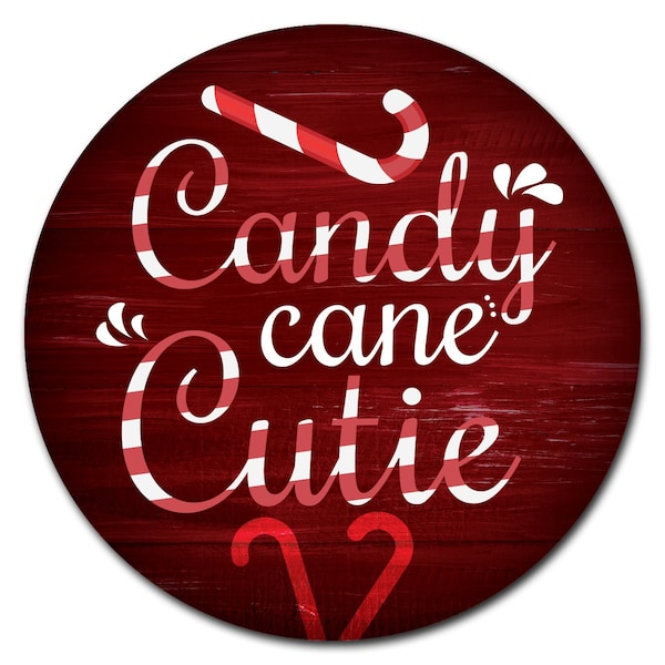 Candy Cane Cutie Circle Vinyl Laminated Decal